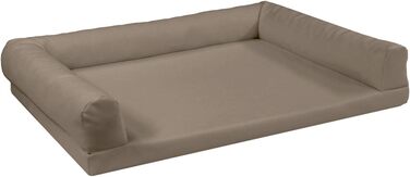 Ортопедичне собаче ліжко Juelle з штучної шкіри, софа з матрацом для великих собак. Знімна наволочка, придатна для прання в пральній машині, Lord L-XXL (100x75 см, брудно-бежевий) M - 100x75x20 см, брудно-бежевий
