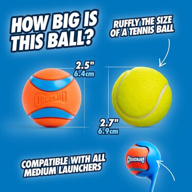 Chuckit! Ultra Ball набір іграшкових м'ячів для собак, міцна гумова іграшка з відром, високий відскок, плаваючий, сумісний з пусковим пристроєм, 8 шт.