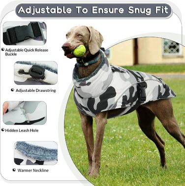 Водонепроникна куртка для собак XL, зимовий одяг для великих собак, флісова жилетка для собак (Камуфляж, XL)