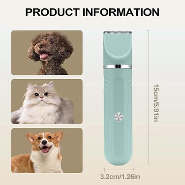 Набір для догляду за домашніми тваринами - набір для грумінгу собак 4-в-1, перезаряджувана регульована ножиці для цуценят вдома, зелений