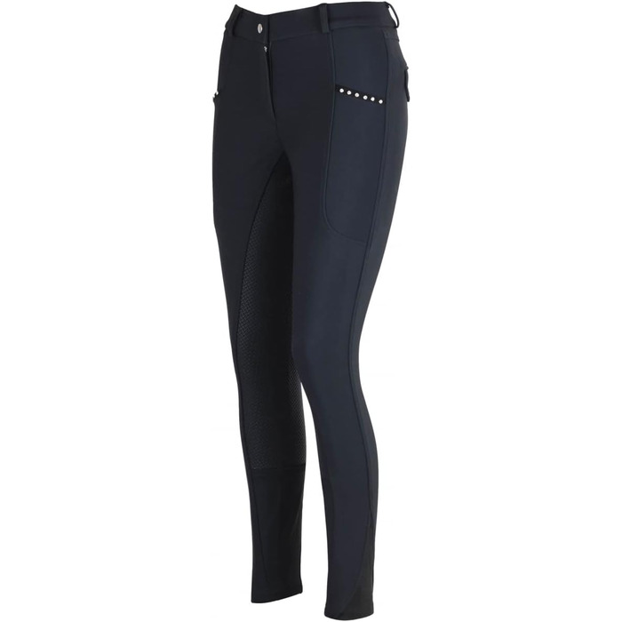 Лазура - жіночі зимові штани для верхової їзди Татьяна | Повний силіконовий наповнювач | Штани для верхової їзди з 2 бічними кишенями для телефону | Чорні або темно-сині штани для верхової їзди з повним наповнювачем | Верхова одяг розмір 34-46 42 Чорний