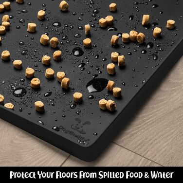 Підкладка під миску для собак DogBuddy, чорна, водонепроникна, силіконова, з високими бортиками (48 x 30,5 см)