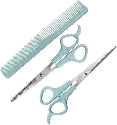 Професійний набір ножиць для грумінгу собак: 2 в 1 (прорізуюча та пряма), 17 см, з нержавіючої сталі, для собак, котів та інших домашніх тварин