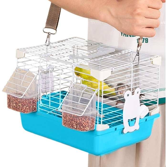 Клітка-переноска Vogel Reisekäfig для хвилястих папужок | Міцна переноска для дрібних тварин, для перевезення та до ветеринара (блакитна)