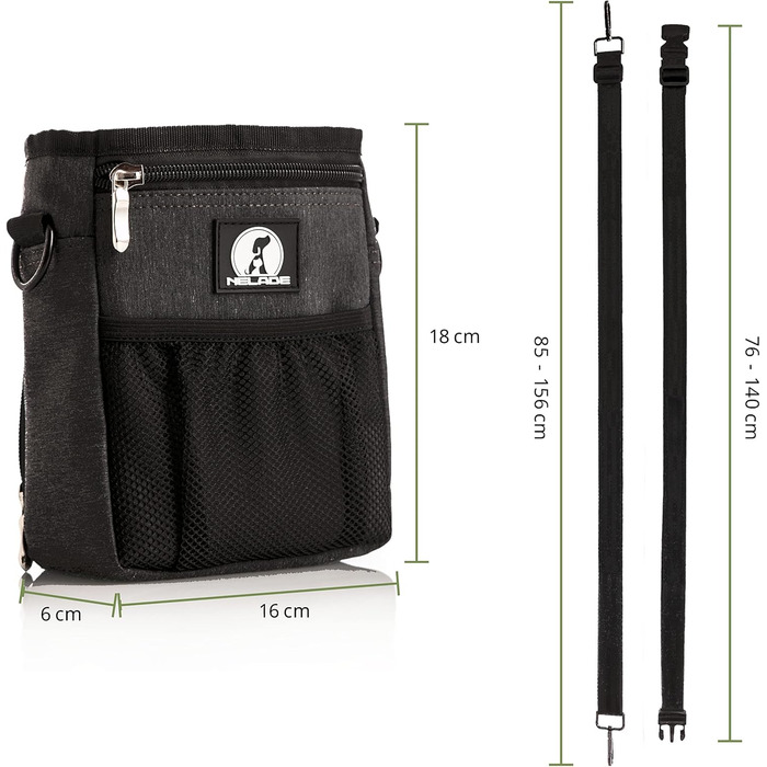 Мішок для ласощів для собак - міцний та водовідштовхуючий аксесуар для прогулянок та тренувань (чорний, Black Edition)