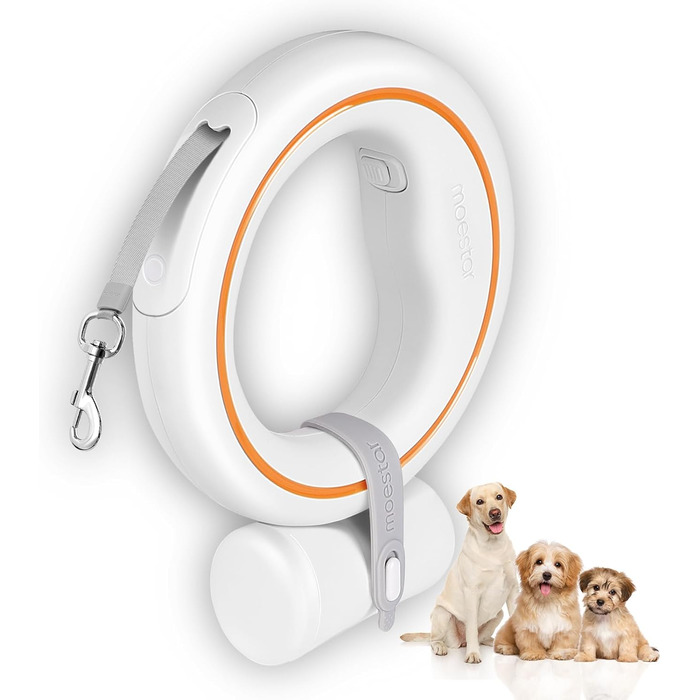 Рулетка для собак Moestar 3м, чорний/зелений, для малих та середніх порід, з відсіком для відходів