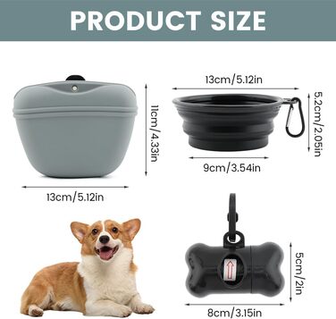 Силіконові пакетики для ласощів для собак (2 шт.), для тренувань, на талії, водонепроникні, ідеальні для прогулянок