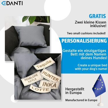 Крісло-ліжко для собак та котів з іменем, сіре, 75x65 см - L/XL