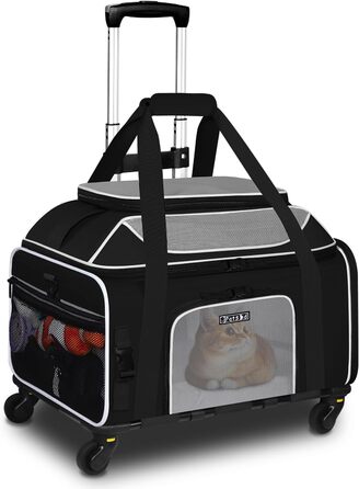Транспортна сумка для домашніх тварин Petskd з розширенням, на колесах, 48.3 x 33 x 22.9 см, схвалена Southwest Allegiant Airlines, м'яка переноска для собак до 5.4 кг та котів до 6.8 кг