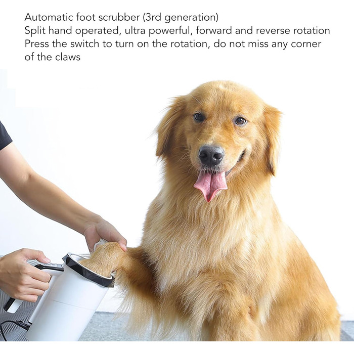 Автоматичний мийник лап для собак середніх та великих порід – двосторонній, з м'якою силіконовою щіткою (чорно-білий)