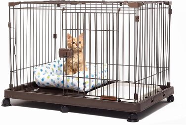 Клітка для собак та котів Iris Ohyama STS-1200TY, 66 см, коричнева, з дахом та замикаючоюся дверима, для внутрішнього та зовнішнього використання