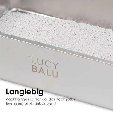 LucyBalu® STEELOO відкрита котяча туалетна коробка з нержавіючої сталі XXL – без запаху, сучасна hop-in кішкова туалетна ванна без кришки
