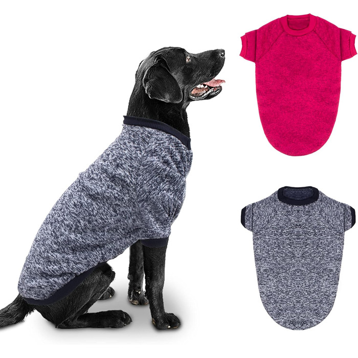 Теплий зимовий пуловер для собак RANYPET, великий розмір 9XL (обхват грудей 90 см, довжина спини 75 см), червоний+сірий