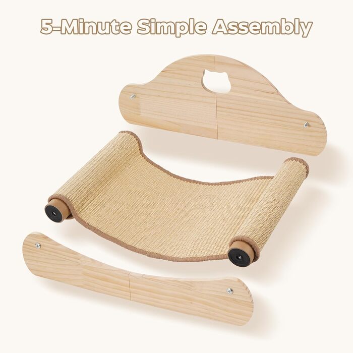 Кігтеточка Avont з сизалю та дерева, лежанка для котів, м'які когтешлі для сну