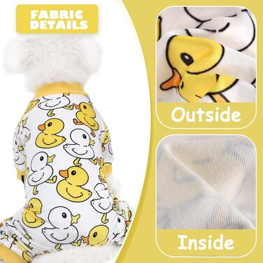 Піжама для собак: теплий комбінезон для цуценят та котів, розмір S, теплий велюр, жовенька качечка