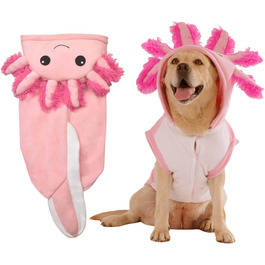 Костюм для собак Axolotl від FLAdorepet, карнавальний костюм рибки-саламандри, одяг для собак середніх та великих порід, зимовий костюм, капюшонний халат, піжама, кумедний одяг для догів, лабрадорів, бульдогів, розмір 6XL (Обхват грудей 84 см, Вага 23-27 кг)