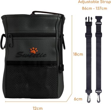 Сумка для ласощів Sweetie для прогулянок та тренувань: з тримачем для пакетів, складною мискою та безкоштовним клікером – ідеальний набір для цуценят. Замкнення на шнурку