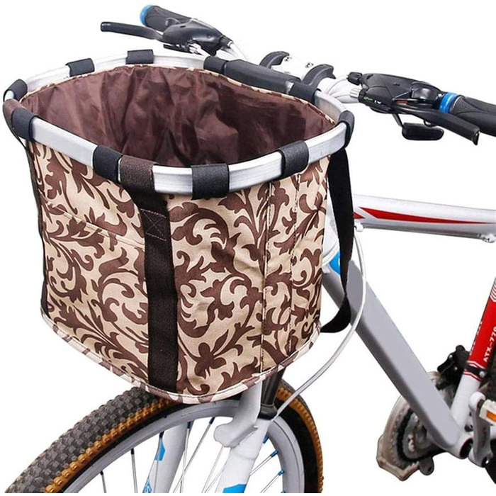 Знімний велосипедний кошик для тварин - складана передня сумка - переносний візок для котів та собак (колір: кавовий)