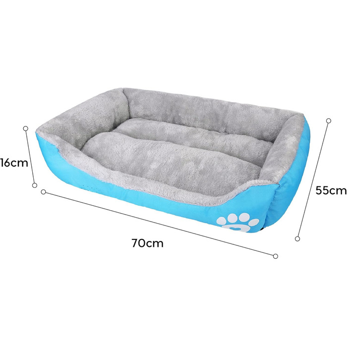 Ліжко для собак Lucky 60 см - м'яке, миється, для собак та котів, блакитне
