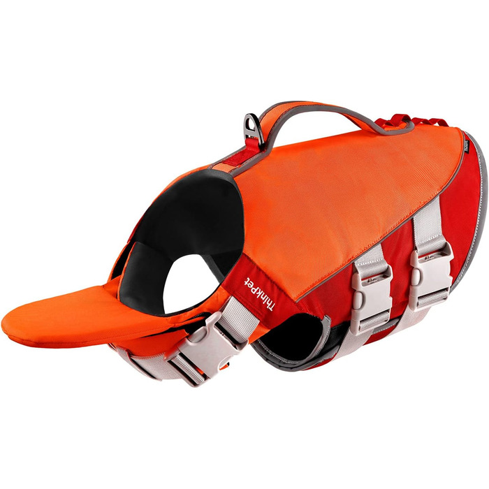 ThinkPet Жилет рятувальний для собак, світловідбиваючий, з регулюванням, поплавці (Оранжевий, Червоний, Розмір S)