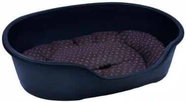 Корзина для собак Adena 58x38 см, антрацитова + подушка з прикрасою у вигляді крапок, коричнева, 58x38x20 см