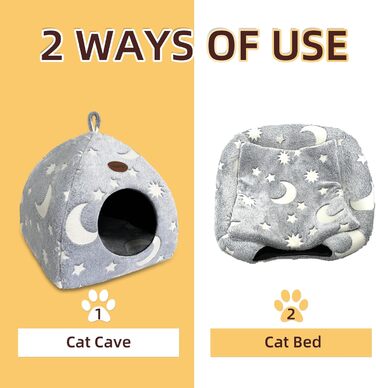 Кішечка-будиночок Mooipet з плюшевим матрацом, сірий, 40x40x35 см