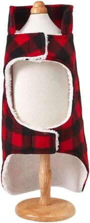 Зимовий теплий одяг для собак: флісова куртка, в перевернутому дизайні, в клітинку, для маленьких, середніх та великих собак (S), червоний