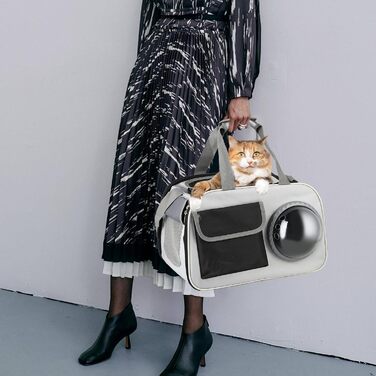 Складана переноска для тварин 45x26x28 см – для котів та собак до 8 кг – для авто, літака та поїзда, стабільна, вентильована та легка