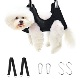 Набір для догляду за собаками та котами: щітка, триммер для нігтів, сумка для грумінгу, чорний, 7 шт.