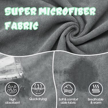 Рушник для собак з мікрофібри, швидко сохне, регульований, надзвичайно поглинаючий, для середніх та великих собак, легко одягається, (сіро-зелений, M)