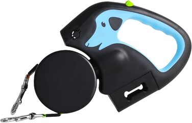 Автоматичний поводок для собак, 3 метри, подвійна ручка, міцний поводок для прогулянок, подорожей, парку, тренувань (Світло-блакитний)