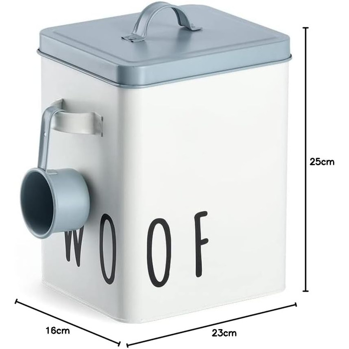 Миска для корму тварин Zeller 'Woof', метал, білий/блакитний, 23.4 x 16.2 x 23.2/25.8 см