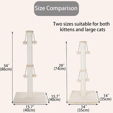Котячий будиночок Dimaka з натурального сизалю, 73 см, 4 іграшки, для великих котів, бежевий