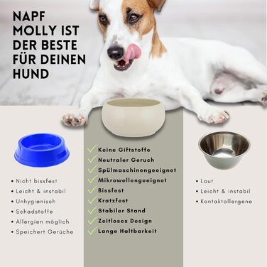 Керамічна миска для собак Hej.mo | 16 см, 0.9 л | Міцна, миється в посудомийній машині, стійка до подряпин та укусів | Для собак середніх порід (Крем)