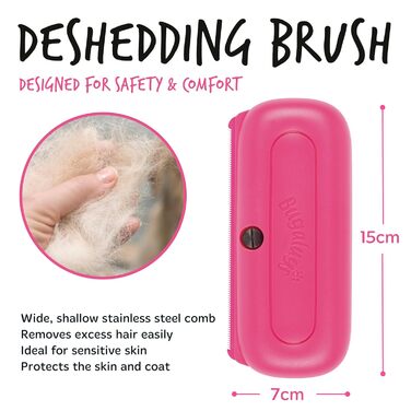 Щітка Bugalugs для грумінгу собак, котів та коней - інструмент для догляду за шерстю, широка плоска щітка, рожева