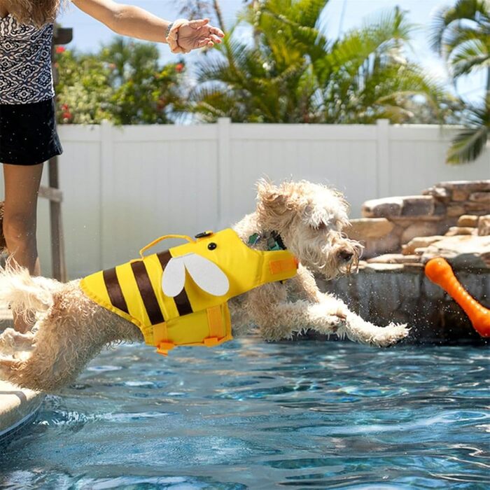 Спасальний жилет для собак FANSU, жилет для плавання з ручкою для рятування - регульований розмір для плавання, серфінгу, катання на човні (L, Green Dragonfly)