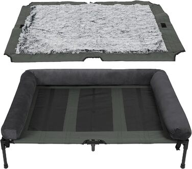 Підняте ліжко для собак BingoPaw XXL 130x90x18 см, для великих порід, вуличне, для саду, кемпінгу, сонячна лежанка, міцний металевий каркас