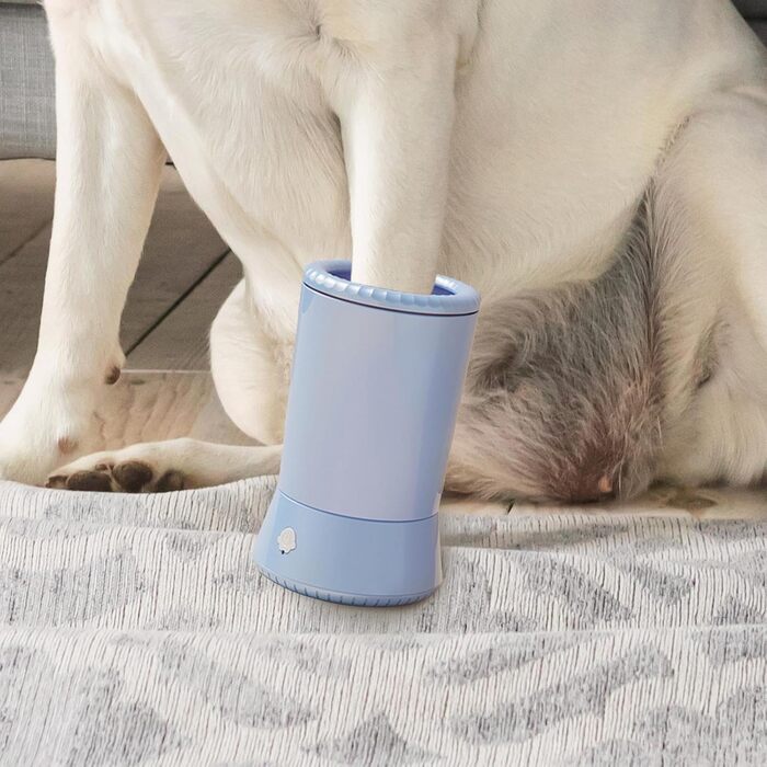 Миска для миття лап собак, портативна машинка для чищення лап | Силіконовий очищувач лап для собак маленьких, середніх та великих порід, водонепроникна миска для миття лап, м'яка щітка, блакитний та білий колір (блакитний)