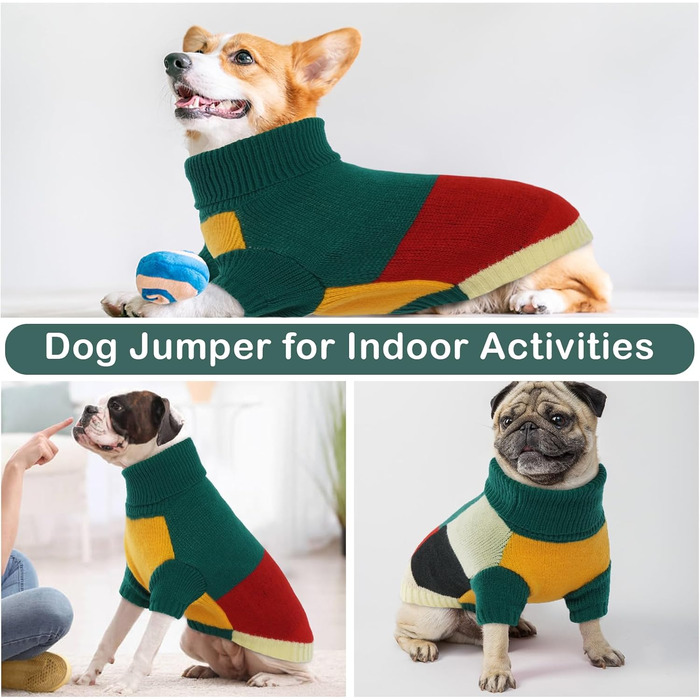 Вовняний пуловер для собак Hjumarayan, вінтажний стиль, для маленьких собак, зелений (XS)