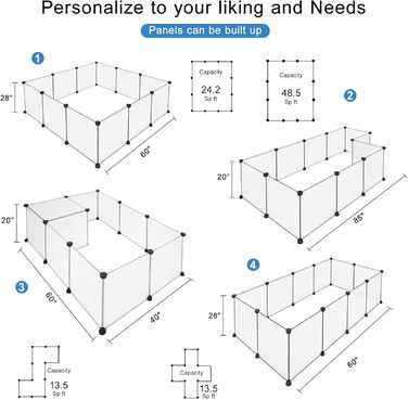 Вольєр для дрібних тварин Brian & Dany, простір для ігор для кроликів, морських свинок, цуценят - 12 панелей, 203 x 101 x 71 см (з воротами)