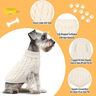 Теплий пуловер для собак маленьких порід (білий + червоний, 2 шт., M)