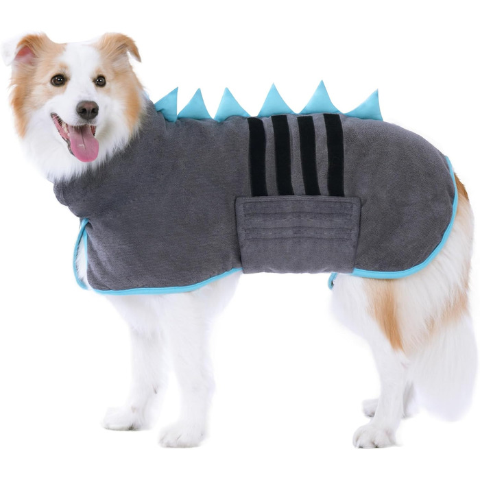 Рушник для собак з мікрофібри, швидковисихаючий, регульований, надзвичайно поглинаючий для середніх та великих собак, легко одягається (Сіро-зелений, Сіро-блакитний, S)