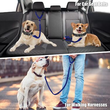 Автомобільний затискач для собак, ремінь безпеки для тварин, кріплення до підголівника, міцний поводок, шлейка для собак, котів та інших домашніх тварин (Блакитний)