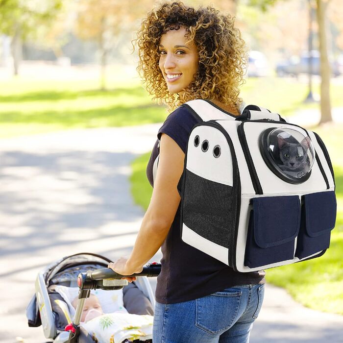 Рюкзак для кота PETCUTE, рюкзак-переноска для маленького кота/собаки, дихаючий, знімний килимок, складаний, Oxford-Tuch (білий)