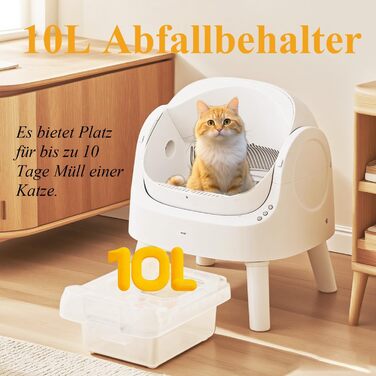 Автоматичний лоток для котів Katzenklo Selbstreinigend XXL Білий – Інтелектуальний дизайн з відкритим верхом, великий об'єм, ручний та автоматичний режими