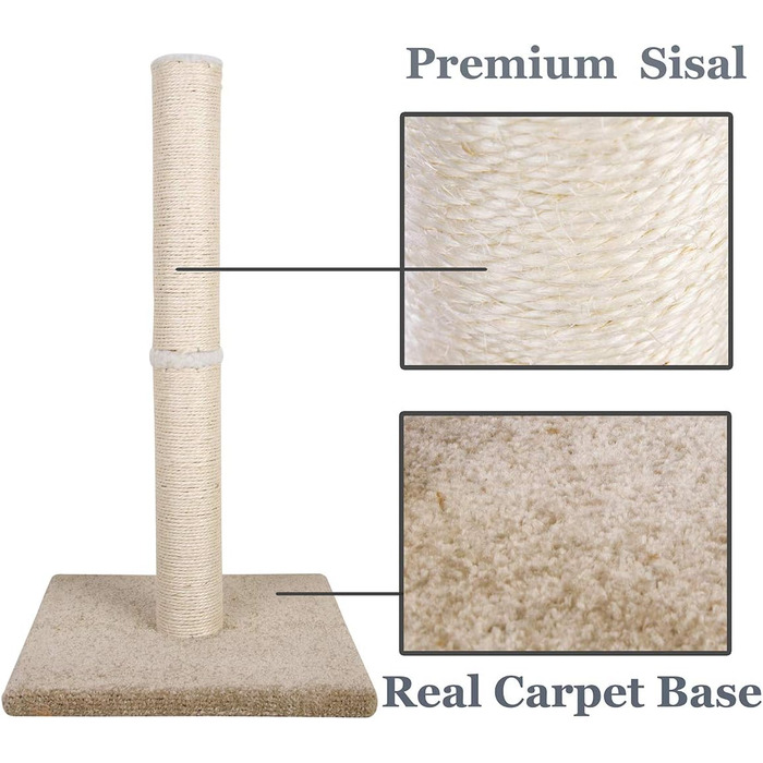 Котячий будиночок Dimaka 73 см: кігтеточка з сизалевих стовпчиків та килимового покриття, бежево-жовтий