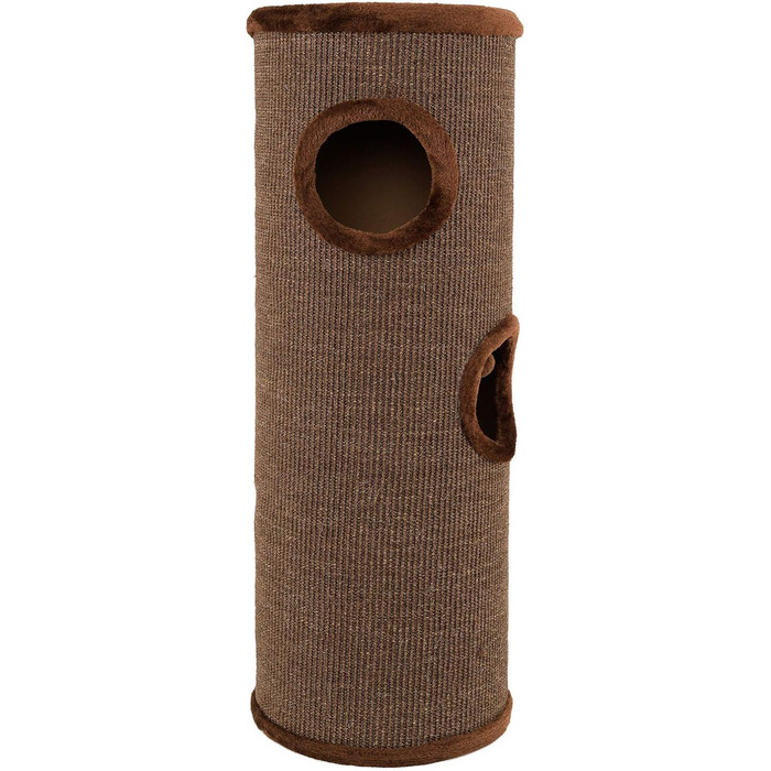 Котячий кігтетоп Lionto з сизалю, іграшкою та плюшевим обідком, висота 50 см. Стабільний кігтетоп для кошенят та дорослих котів, ідеальний догляд за кігтями та розваги. Багато місць для ховання, діаметр 36 см, висота 50 см (Коричневий, 50 см).