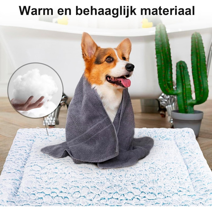 Ортопедичний лежак для собак великих та середніх порід, 94x61 см, блакитний, з антиковзною основою