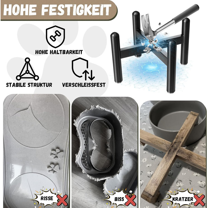 Підвищена годівниця для собак, керамічна миска для корму з нержавіючою підставкою - для маленьких та середніх собак, діаметр 15,5 см, об'єм 850 мл, білий колір