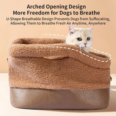 Транспортна сумка для кота Gcerfby, водонепроникна, з плечовим ременем, для собак та котів середніх та малих порід, коричнева